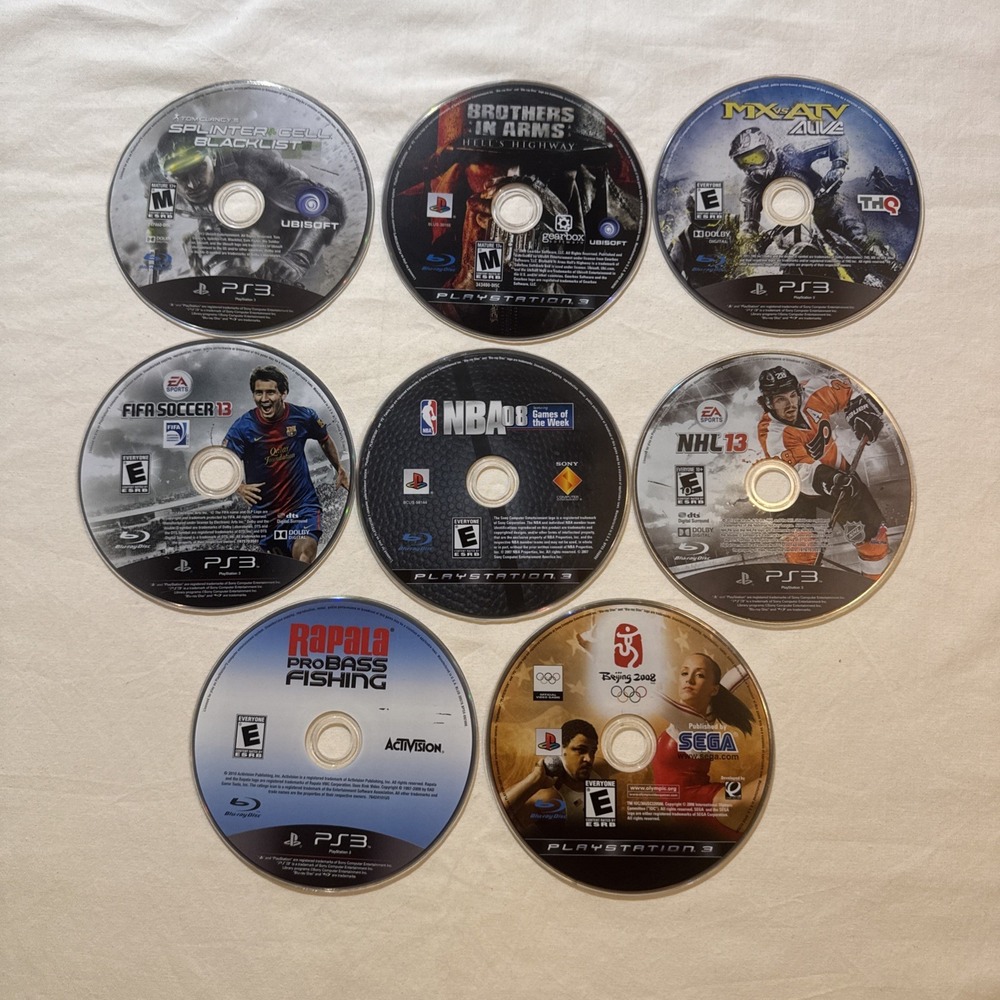 Lot of 8 Sony PlayStation 3 PS3 Games Disc Only Splinter Cell Mx Vs Atv NBA